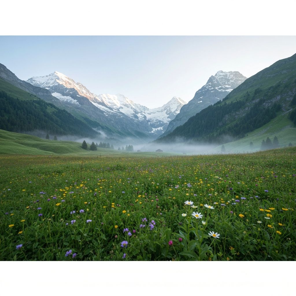 Schweizer Alpenwiese mit Wildblumen